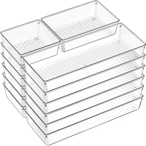 18 Pcs Large Size Clear Drawer Organizer Set, Acrylic Non Slip Non Cracking K... - Picture 1 of 9