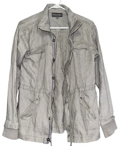 Michael Stars Frankie Linen Anorak Jacket Women’s Size S Gray Full Zip Uitility - Picture 1 of 10