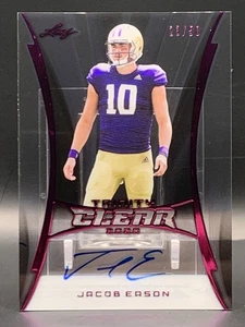 2020 Leaf Trinity Jacob Eason Clear Auto Pink /50 - Washington Huskies - Picture 1 of 2
