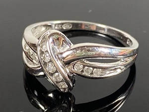 14 Karat Weißgold Diamant Knoten Ring HN - Größe 9 / 3,14 Gramm - Bild 1 von 17