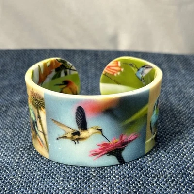 Brazalete Colibrí Brazalete Multicolor Pájaro Acrílico Moda Declaración Foto 1 de 4