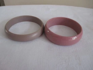 RETRO BANGLES - (2) - COFFEE AND DUSKY PINK - Picture 1 of 1