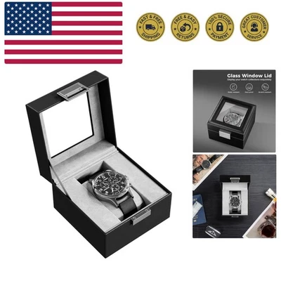 Caja de reloj de imitación de cuero negra para hombre - perfecta para cualquier ocasión y coleccionista Foto 1 de 4