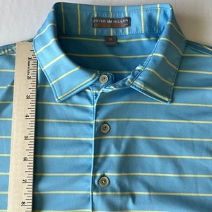 Peter Millar Summer Comfort Polo Shirt Men's M Blue Yellow Striped Texas Golf - Picture 1 of 8