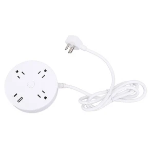 5 In 1 Flat Plug Power Strip 5FT USB A USB C 20W AC Round Multi Output Port BEA - Picture 1 of 12