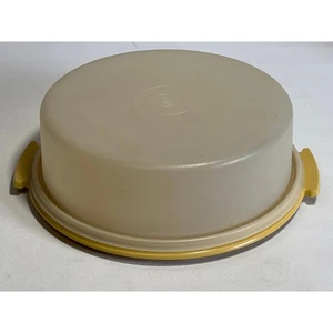 Vintage Tupperware Pie Cake Keeper Carrier 719-2 with Lid 720-2 Harvest Gold - Picture 1 of 8