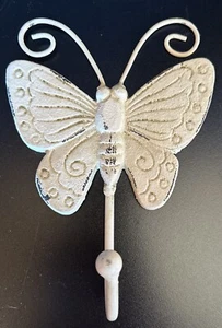 Vintage Schmiedeeisen Schmetterling Haken Creme Farbe - Bild 1 von 7