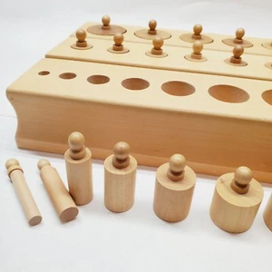 XL Montessori Bloques de Cilindros con Perillas Madera Educativa Mensa Sensorial - Imagen 1 de 15