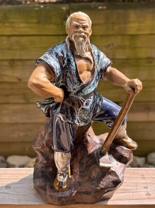 Large 10.5" Vintage Shiwan MUDMAN Chinese Figurine Muscular Man w/Ax NICE! - Picture 1 of 19