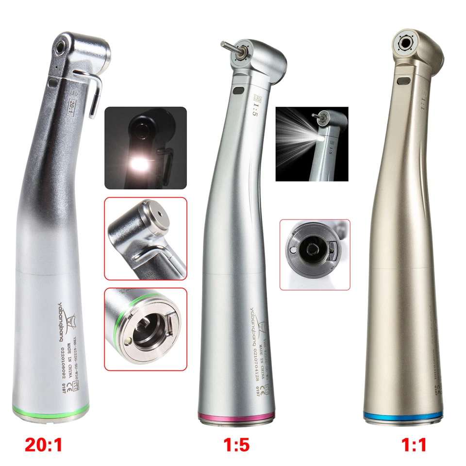 Pieza de mano dental 1:5/1:1/20:1 (implante) fibra óptica LED contra ángulo apta para NSK EE. UU. Foto 1 de 1