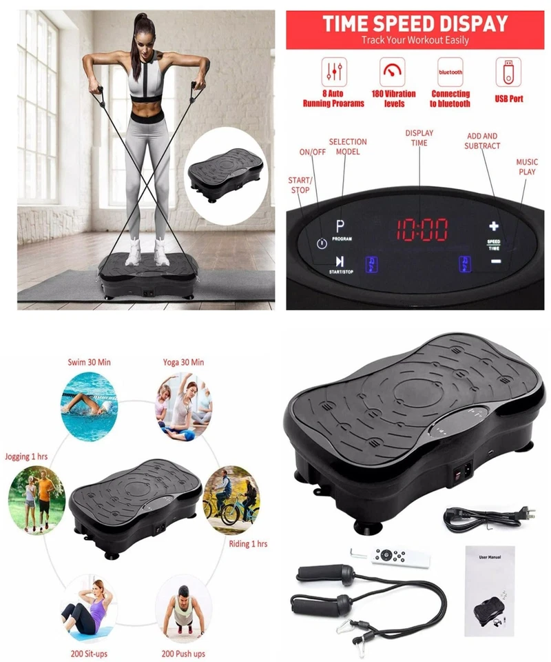 Digital Ultra Slim Vibration Plate Exercise Machine LCD Screen with Bluetooth - Image 1 of 4