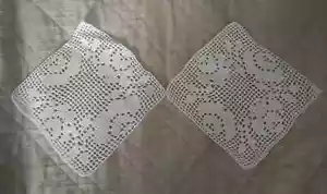Two Crochet doilies lace table decoration napkin rectangle white 6x6.5" - Picture 1 of 2
