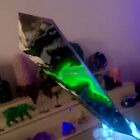 1.89LB Natural black Agate crystal scepter UVreaction Glow Under UV Light