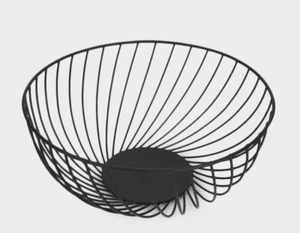 Wire Basket Fruit Kitchen Storage Vegetable Desktop Metal Bowl Iron Black AU - Picture 1 of 7