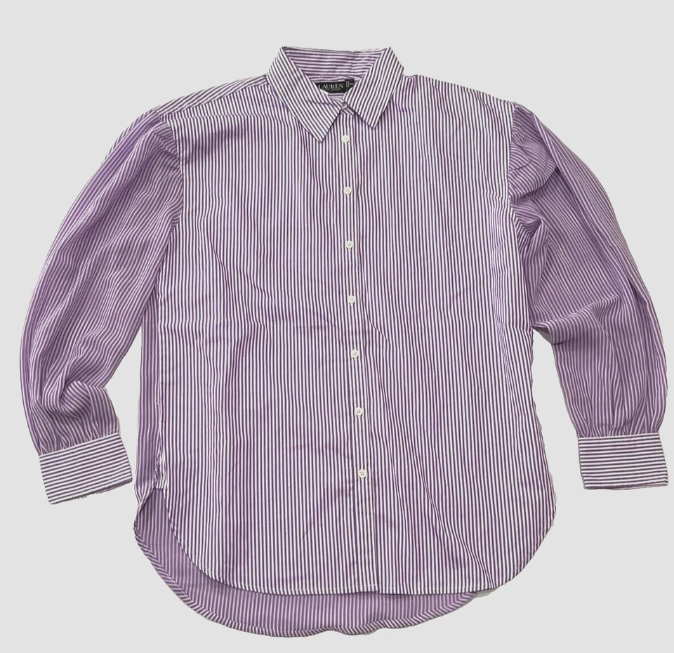 Lauren Ralph Lauren Striped Broadcloth Shirt Lavender Size S