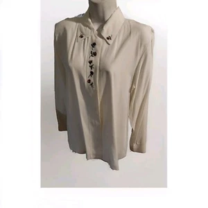 BLUSA JACLYN SMITH BORDADA FLORAL ROSA BOTÓN CAMISA DELANTERA MUJER TALLA 8 - Imagen 1 de 6