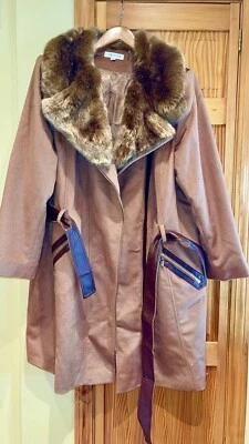 Abrigo para mujer Via Spiga mezcla de lana talla 3X negro imitación piel con cremallera Foto 1 de 4