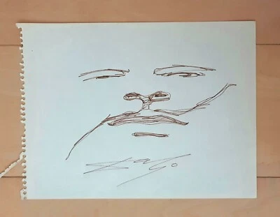 SALVADOR DALÍ -AUTORRETRATO SEGURO- AUTÉNTICO 9" X 6,75" TINTA SOBRE PAPEL DIBUJO Foto 1 de 4