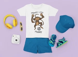 Toddler cute kids Mama's little monkey soccer t-shirt - Picture 1 of 11