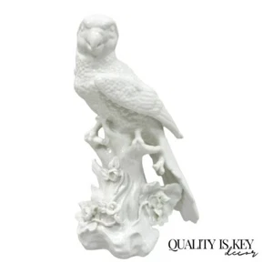 White Porcelain 11" Parrot Figure Statue 5 Point Crown N Capodimonte or German - Picture 1 of 12