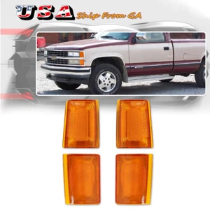 4X Amber Front Side Marker Lights Kit For 1988-1993 Chevy Truck Pickup C/K 1500 - Picture 1 of 9