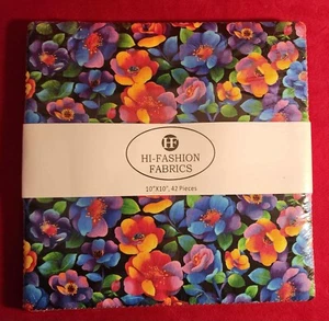 Hi-Fashion Fabrics 10” Squares TT Rainbow bright 42 pcs# 19425545 1976-2566 - Picture 1 of 1