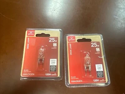 GLOBE ELECTRIC 25W BULB DESK LAMP T4-JCD G8 BI-PIN BASE DIMMABLE 2 PACK NEW - Image 1 of 4