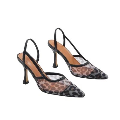 Vestido de festa feminino salto de malha biqueira pontiaguda estampa de leopardo tamanho 10.5 - Imagem 1 de 4