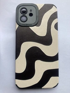 Soft Shell Case for iPhone 12 Cream & Dark Brown Camouflage Design - Picture 1 of 2