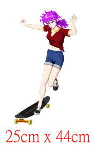 25x44cm skateboard longboard girl iron-on creative illustration drawing artwork - Imagen 1 de 9