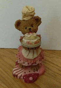 Home Interior Kuddles Korner May Baker Bear 2002 Cake for Mom Pink 5" Figurine - Picture 1 of 6
