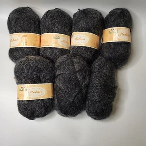 7 Phentex Acrylic/Mohair Blend Yarn #06 Black - 50g Skeins - Picture 1 of 5
