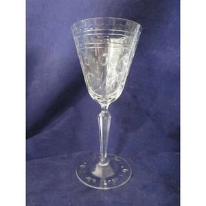 Cut Crystal Flowers Foliage Dots Panels Sawtooth Facet Stem Wine Glass Unmarked - Picture 1 of 13