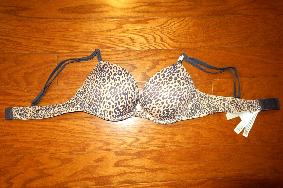 38C VICTORIA'S SECRET ❤️ ROSA ❤️ SUJETADOR ESTAMPADO PLUNGE AÑADIR 2 TALLA SUPER CÓMODO PUSH UP Foto 1 de 4