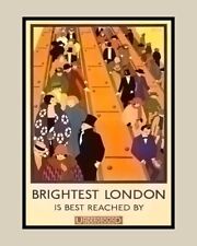 A 10" x 8" Art Deco Print - London Underground Travel Poster - Brightest London