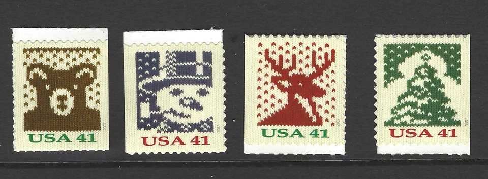 US Scott # 4211 - 4214 / Holiday Knits 2007 Set of 4 Singles MNH - Image 1 of 1