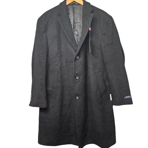 Chaps Mens Black Wool Blend Overcoat 46 Regular PGANO2SR0000 New With Tags - Picture 1 of 10