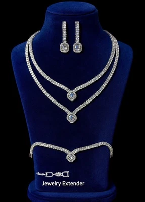 18k White Gold Plated Diamond Style Jewelry Set Lab-Created Swarovski Navette  - Image 1 of 4