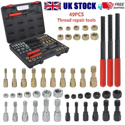 49PC Thread Repair Chaser Kit UNC UNF Metric Thread Restorer Tap and Die Tool - Image 1 of 4