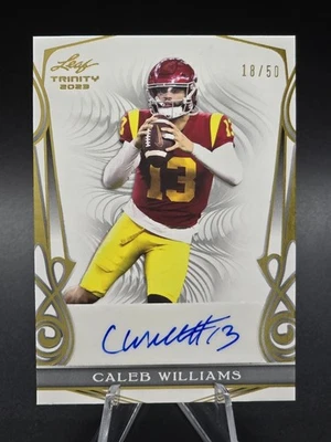 2023 Leaf Trinity CALEB WILLIAMS Rookie Auto Gold #18/50 (NFL Jersey#) (Bears) - Image 1 of 4