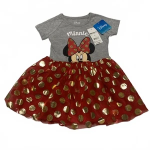 Disney Minnie Mouse Girls' Dress size 3T Red Gold Polka Dot TuTu Skirt - Picture 1 of 9
