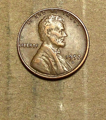 1952   D    Mint Lincoln Wheat Cent   ACTUAL  COIN                   91202217-05 - Image 1 of 2
