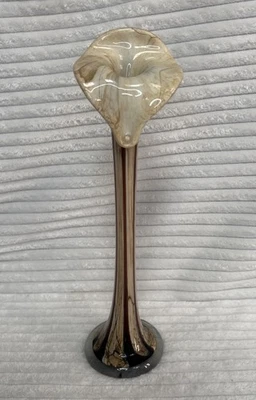 Murano Art Glass Fluted Tall Stem Vase Lily-1960’s Vintage - Image 1 of 4