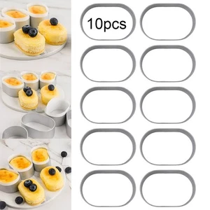 10PCS Mini Aluminium Oval Egg-Shape Cheese Cake Rings Half-cooked Molds Bread - Picture 1 of 10