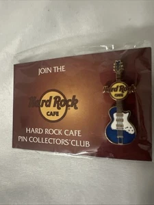 Pin Hard Rock Cafe BLUE & WHITE MINI 1.5 INCH GUITAR Collectors Club - Picture 1 of 6