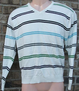 NWT genuine UNIVIBE knit white w colored stripes long sleeve sweater, boy XL - Picture 1 of 2