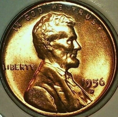 1956 D GEM BRIGHT RED HIGH GRADE  UNCIRCULATED  LINCOLN CENT (1 COIN) - Image 1 of 2