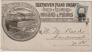Beethoven Piano Organs Washington NJ Ilustración Completa Cubierta Años 1880 (b255) - Imagen 1 de 1