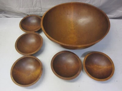 Juego de tazones para servir de madera de teca artesanales vintage Mort N Marton MCM Foto 1 de 4