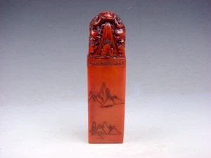 Pisapapeles sello hecho a mano de piedra maciza dragón arrojando agua en la parte superior #04161901 - Imagen 1 de 11